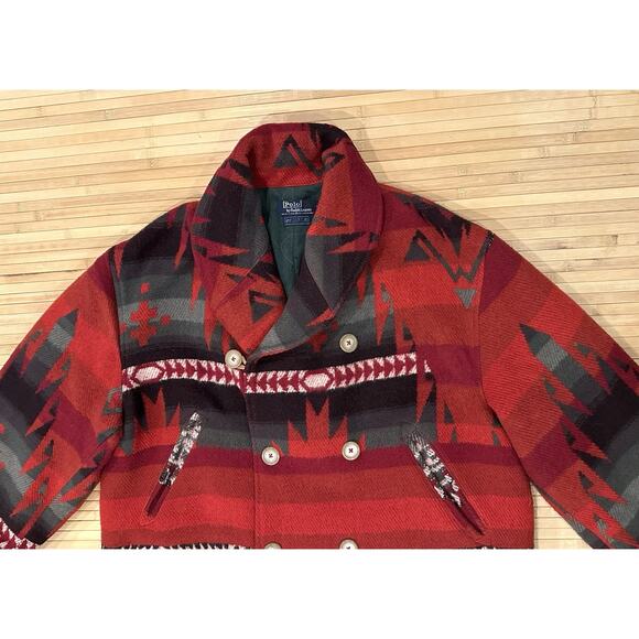 Vintage Ralph Lauren Polo Aztec Navajo Wool Jacket Quilted Inside RARE Sz Large - Picture 3 of 11